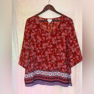 Red/Orange floral top